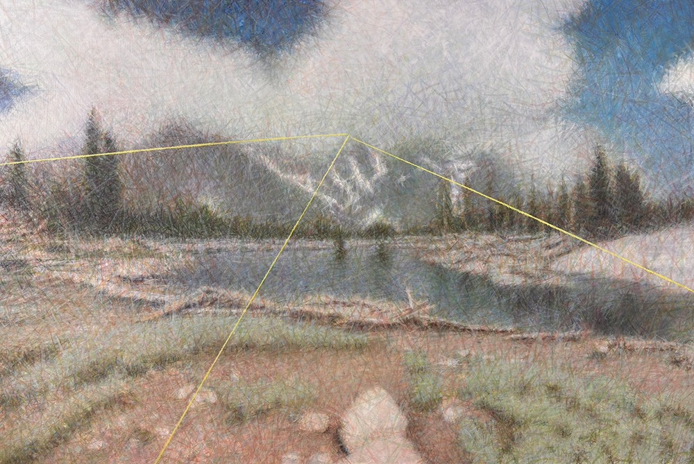 Norman Leto, A Raytrace Lake, &Ouml;l auf Leinwand 120x80cm, 2024