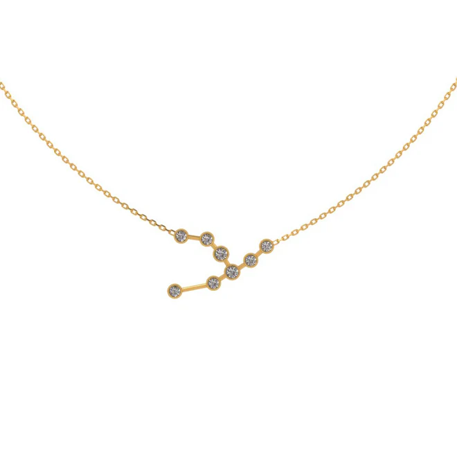 Goldene Halskette mit Stier-Konstellation und Diamanten1